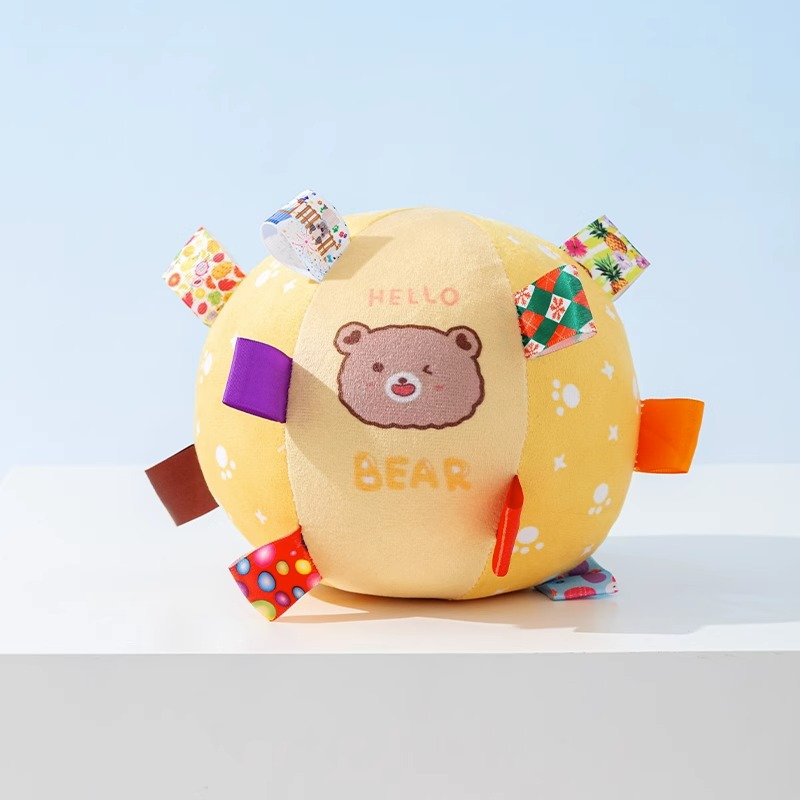 V888-ELOSUNG25934-202505151652-00 Durable Dog Training Interactive Ball with Sensory Tags(Yellow Bear) - Image 1