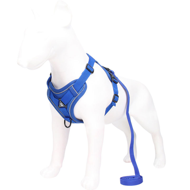 V888-ELOSUNG26041-202504141516-00 Blue Reflective Mesh Dog Harness and Leash Set - Adjustable No-Pull Vest - L - Image 1