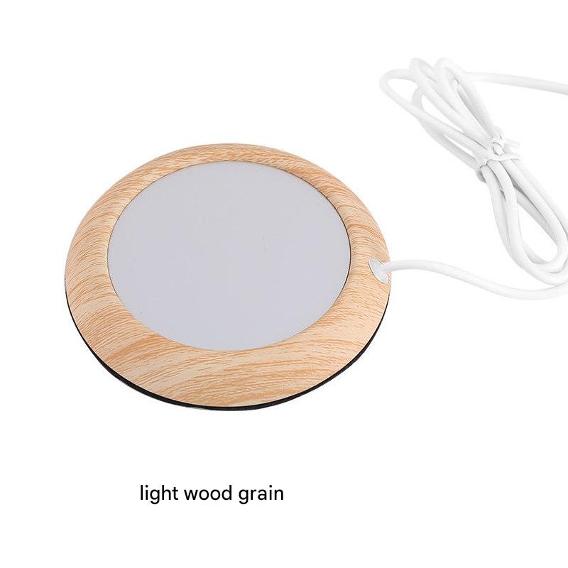 V888-ELOSUNG26119-202504171726-00 USB Cup Warmer - Wood Grain Electric Beverage Heater for Desk Office Home - Image 1
