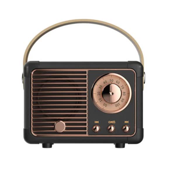 V888-ELOSUNG26180-202504171627-00 Black Retro Bluetooth Speaker - Portable Mini Wireless Speaker with Vintage Radio Design (Product size: 7x11x5cm) - Image 1