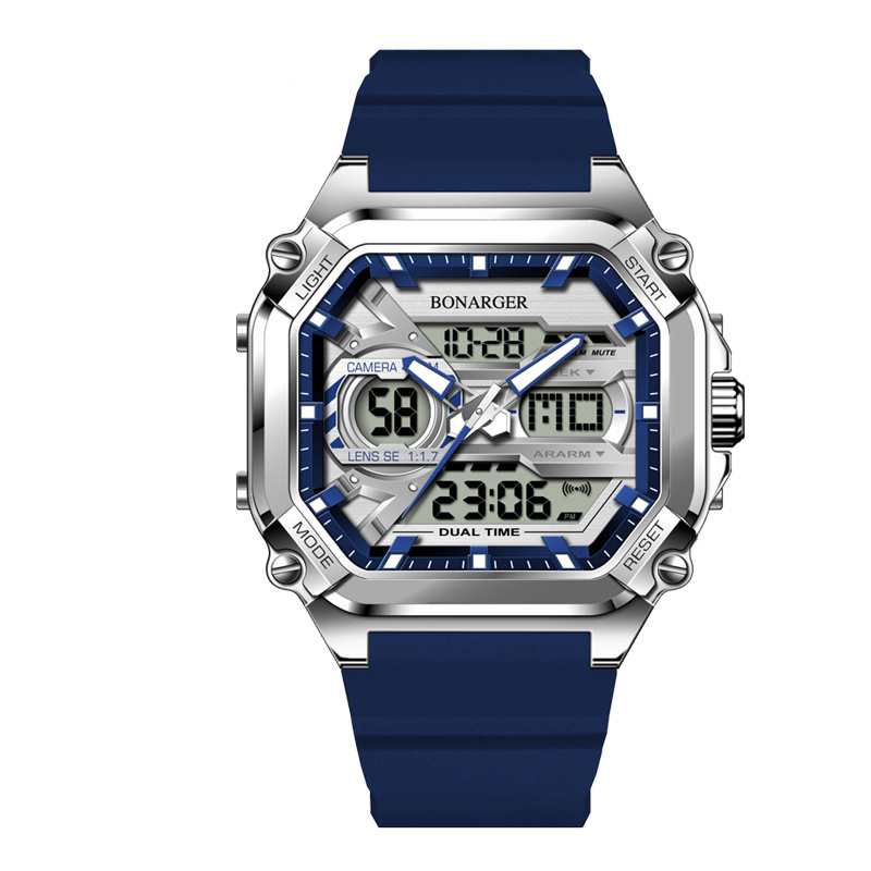 V888-ELOSUNG26289-202504281542-00 Blue Men's Dual Display Watch - Dual Time Digital Analog Waterproof Sports Watch - Image 1