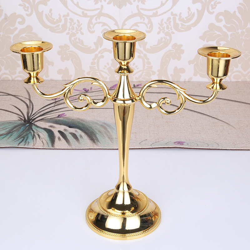 V888-ELOSUNG26349-202504281516-00 Gold Elegant Metal Candelabra 3 Arm Candle Holder - Decorative Candelabra for Home, Weddings, Events - Image 1