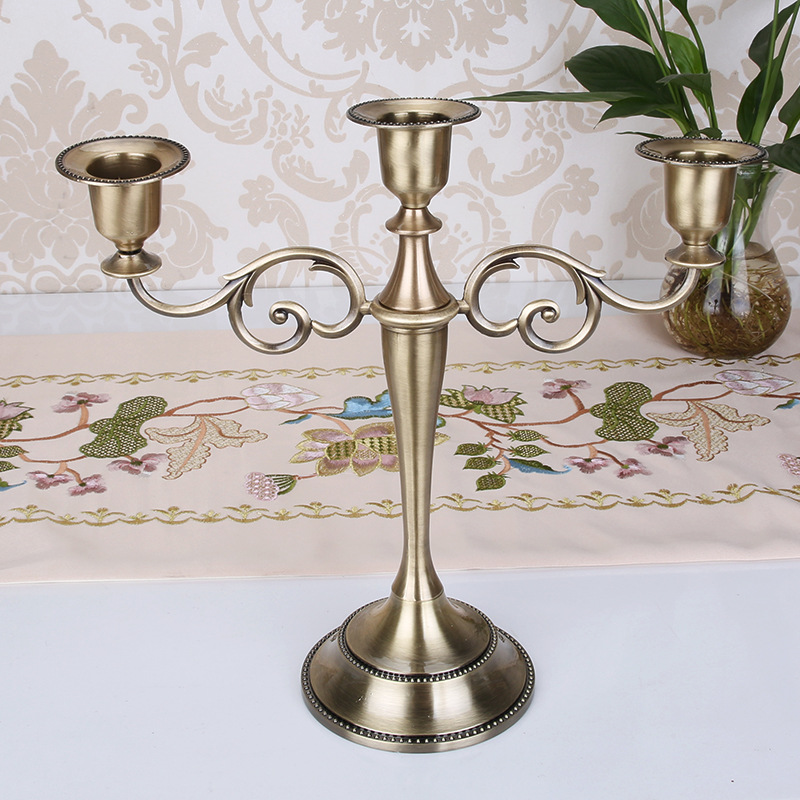 V888-ELOSUNG26352-202504281527-00 Copper Elegant Metal Candelabra 3 Arm Candle Holder - Decorative Candelabra for Home, Weddings, Events - Image 1