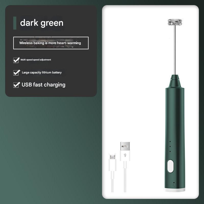 V888-ELOSUNG26375-202504281327-00 Green Cordless Drink Mixer & Frother Wand - USB Powered(Spring bubbler head) - Image 1