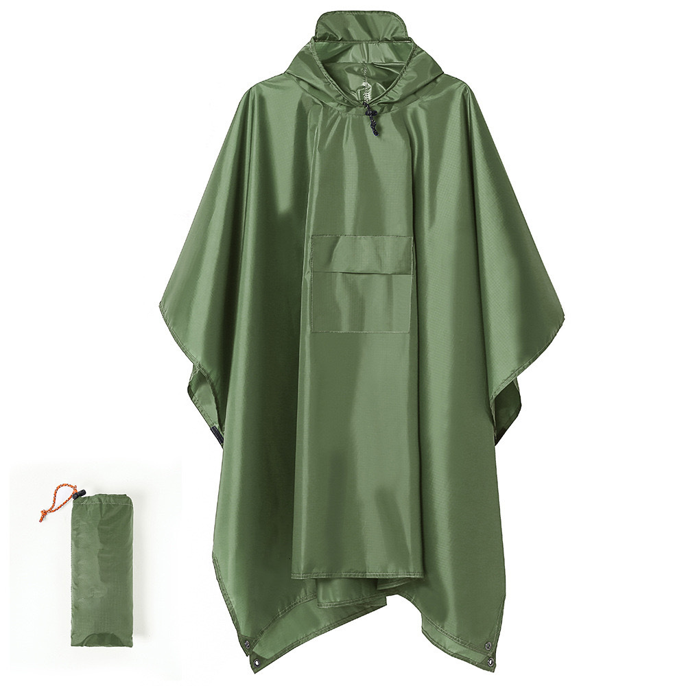 V888-ELOSUNG26432-202504281341-00 Green Portable Outdoor Camping Poncho - Can be used as Raincoat, Tarp, Ground Cover - Image 1