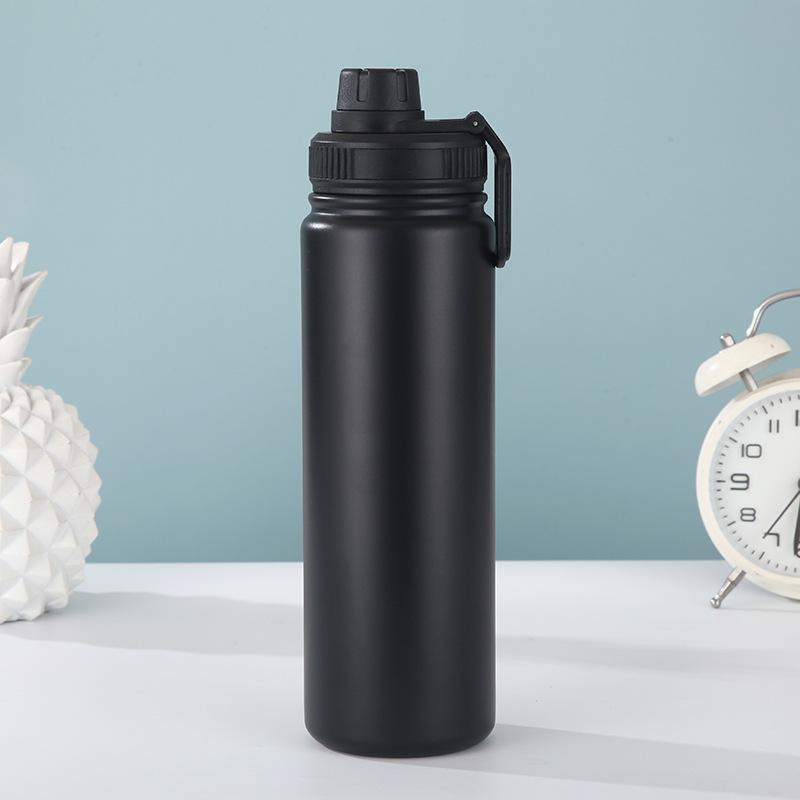 V888-ELOSUNG26444-202504281433-00 Black Portable Travel Thermos Bottle - Leakproof Stainless Steel Flask with Carry Handle (22oz - 660ml) - Image 1