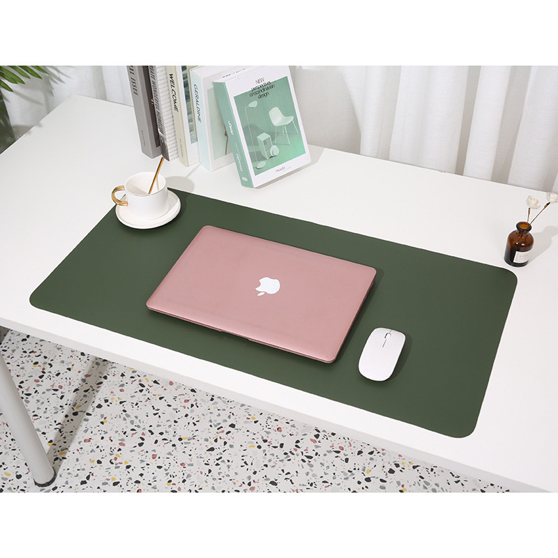 V888-ELOSUNG26558-202505081705-00 2 PCS Dark green/gray Extra-Large Leather Table Mat for Study & Work - Pad for Students & Office Use (60x30cm) - Image 1