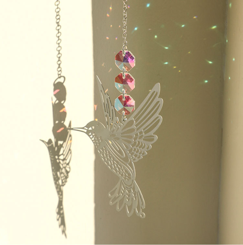V888-ELOSUNG26568-202505081812-00 (Style B)2 PCS Hummingbird Metal Suncatcher with Crystal Accents - for Window or Wall Indoor Hanging Ornament - Image 1