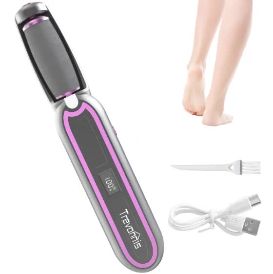 V888-ELOSUNG26738-202505132025-00 Gray purple Rechargeable Electric Callus Remover - 3 Speeds, LCD, for Smooth Feet - Image 1