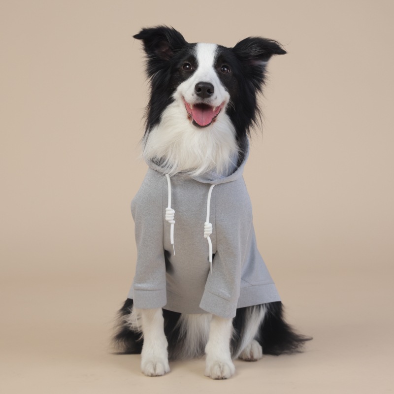 V888-ELOSUNG26812-202505151648-00 Grey Classic Dog Sweatshirt with Hood & Drawstrings - For Large Dogs (Size : 2XL) - Image 1