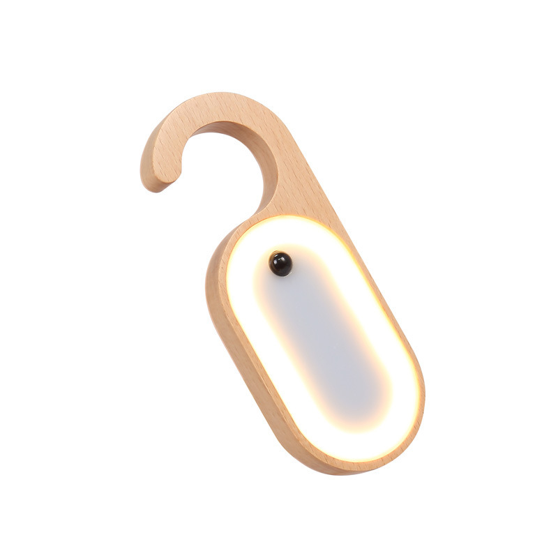 V888-ELOSUNG26909-202505191226-00 Wooden Motion Sensor LED Night Light - Doorknob Hanger & Writable Message Board - Image 1