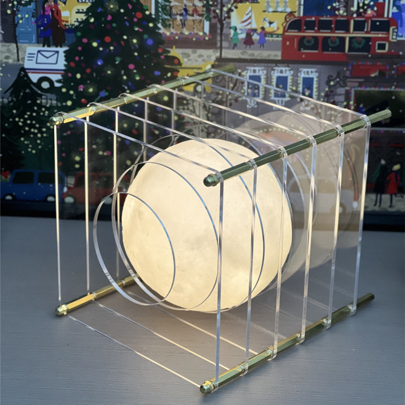 V888-ELOSUNG26931-202505191343-00 Minimalist Layered Acrylic Moon Lamp - USB Touch Dimmable (Transparent Moon Lamp) - Image 1