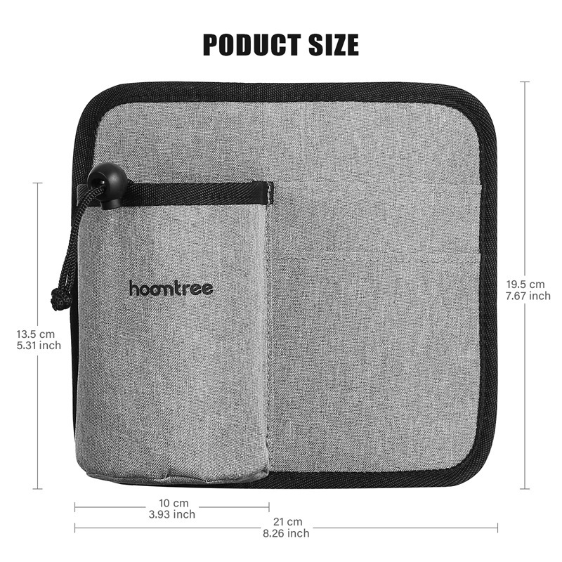 V888-ELOSUNG27082-202504211137-00 2 Pcs Grey Hands-Free Luggage Handle Travel Cup Holder & Organizer Pouch - Image 1