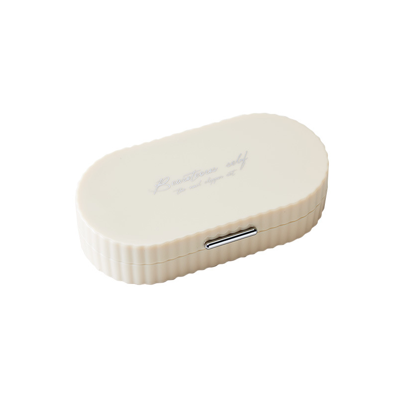 V888-ELOSUNG27225-202504281312-00 Beige Compact 7-Piece Manicure Set - Stainless Steel Nail Grooming Kit with Stylish Travel Case - Image 1