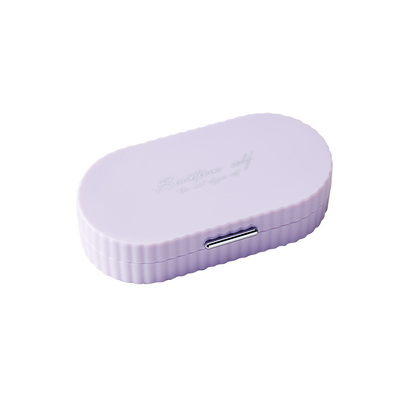 V888-ELOSUNG27226-202504281313-00 Purple Compact 7-Piece Manicure Set - Stainless Steel Nail Grooming Kit with Stylish Travel Case - Image 1