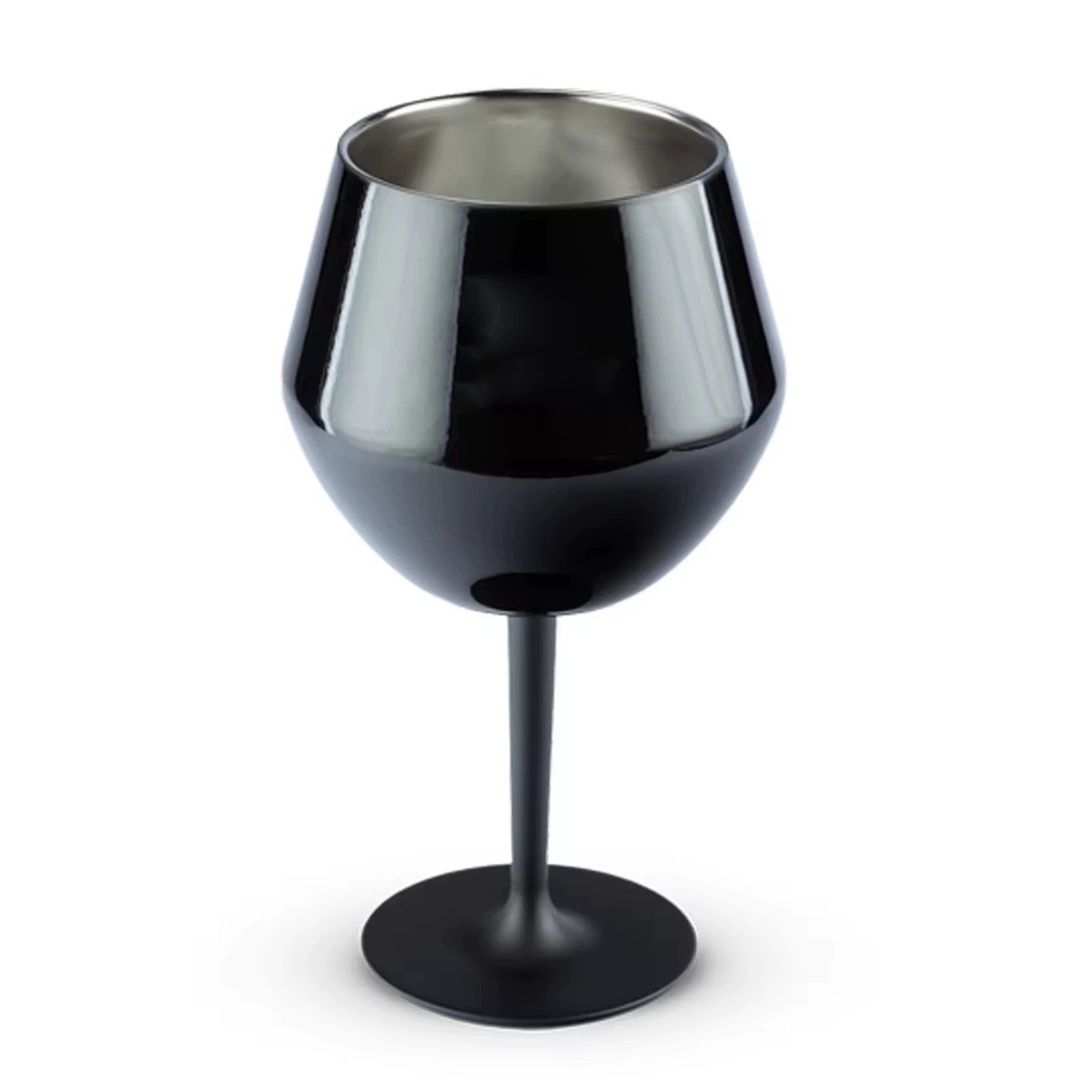 V888-ELOSUNG27232-202504281330-00 2 Pcs Black Detachable Stainless Steel Wine Glass - 14oz (420ml) Portable Stemmed Goblet for Outdoors & Travel - Image 1