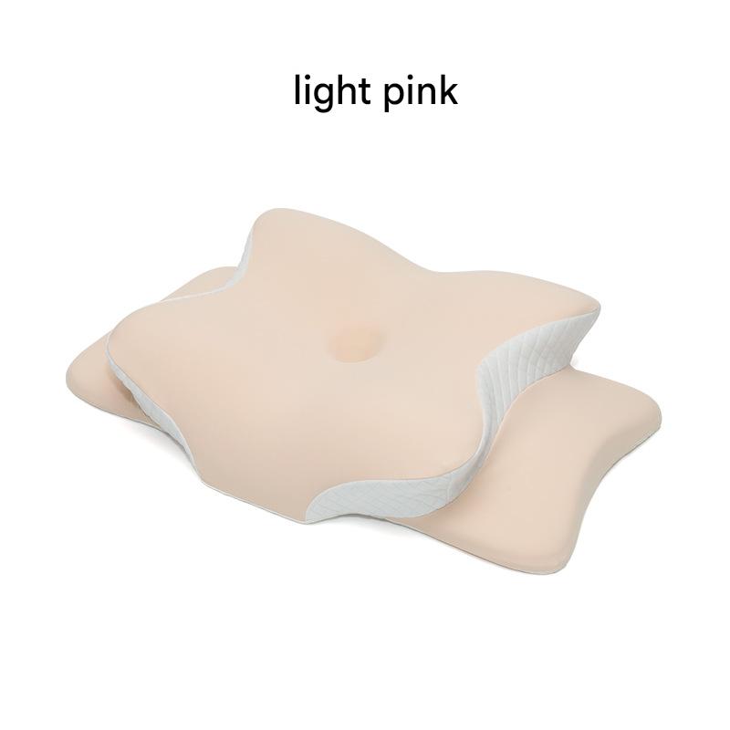 V888-ELOSUNG27379-202505081711-00 Light Pink Ergonomic Butterfly Memory Foam Pillow - Cervical Neck Support for Side, Back & Stomach Sleepers, Orthopedic Contour Design - Image 1