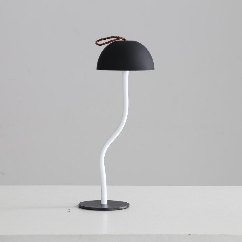V888-ELOSUNG27426-202505081706-00 Black Sleek Minimalist LED Mushroom Table Lamp - Rechargeable 3-Color Touch Control, Bar & Ambient Light - Image 1