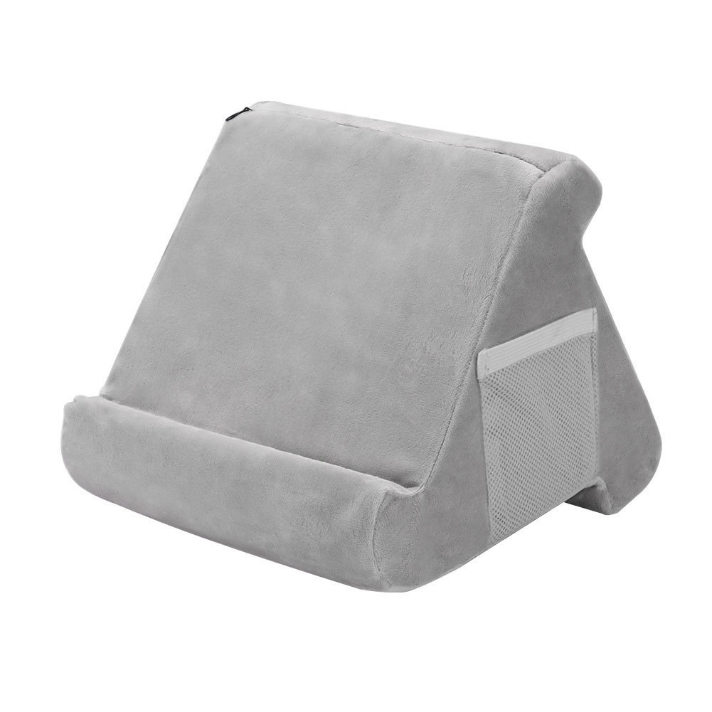V888-ELOSUNG27494-202505131813-00 Grey Soft Multi-Angle Tablet Pillow Stand - Comfy Reading & Viewing Holder for iPads, Books, eReaders - Image 1