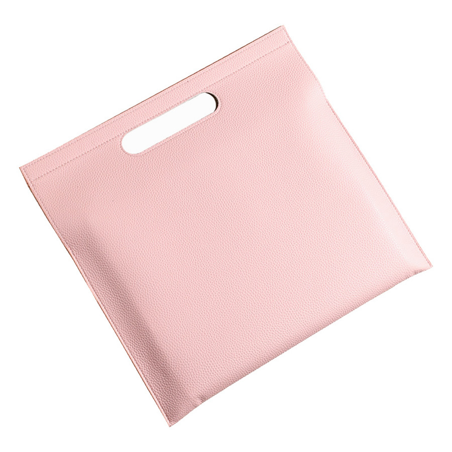 V888-ELOSUNG27501-202505131833-00 Light Pink Professional A4 PU Leather Document Bag - Waterproof Handheld File Folder Portfolio for Business & Conference - Image 1