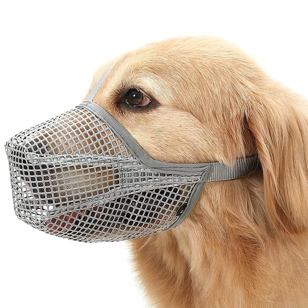 V888-ELOSUNG27618-202505131945-00 2 Pcs Size XS Grey Breathable Mesh Dog Muzzle - Anti-Barking, Biting & Chewing - Adjustable & Comfortable Nylon Muzzle for Dogs - Image 1
