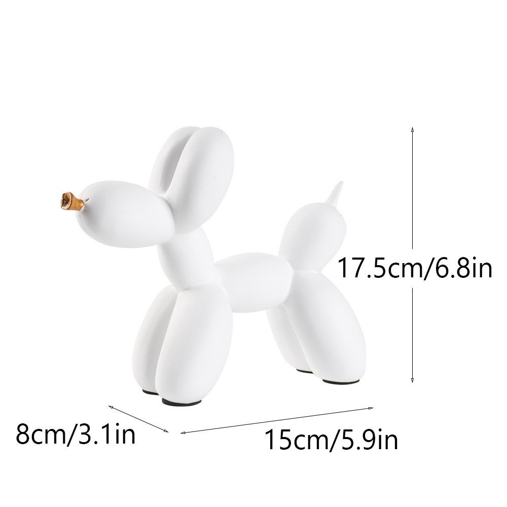 V888-ELOSUNG27636-202505151711-00 White Modern Resin Balloon Dog Sculpture - Playful Art Figurine with Golden Snout Accent - Image 1