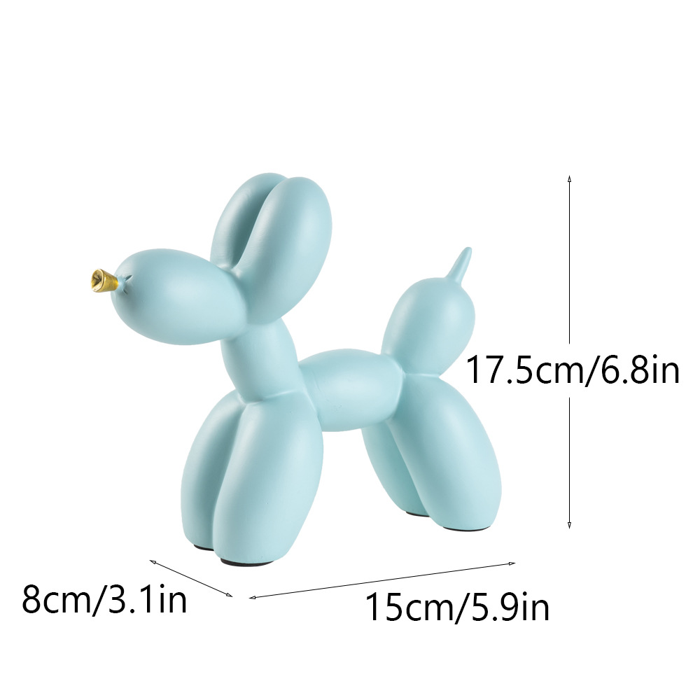 V888-ELOSUNG27673-202505151806-00 Light Blue Modern Resin Balloon Dog Sculpture - Playful Art Figurine with Golden Snout Accent - Image 1