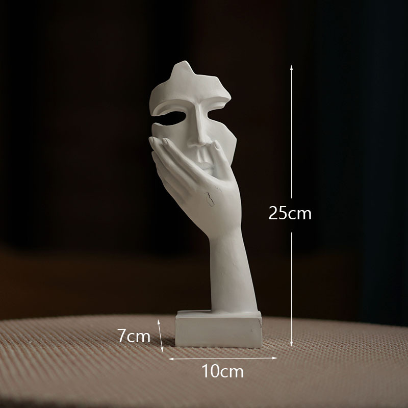 V888-ELOSUNG27687-202505151822-00 White Style 2 Elegant Abstract Face Sculpture - Modern Resin Art Figurine, Hand & Mask Home Decor Accent - Image 1