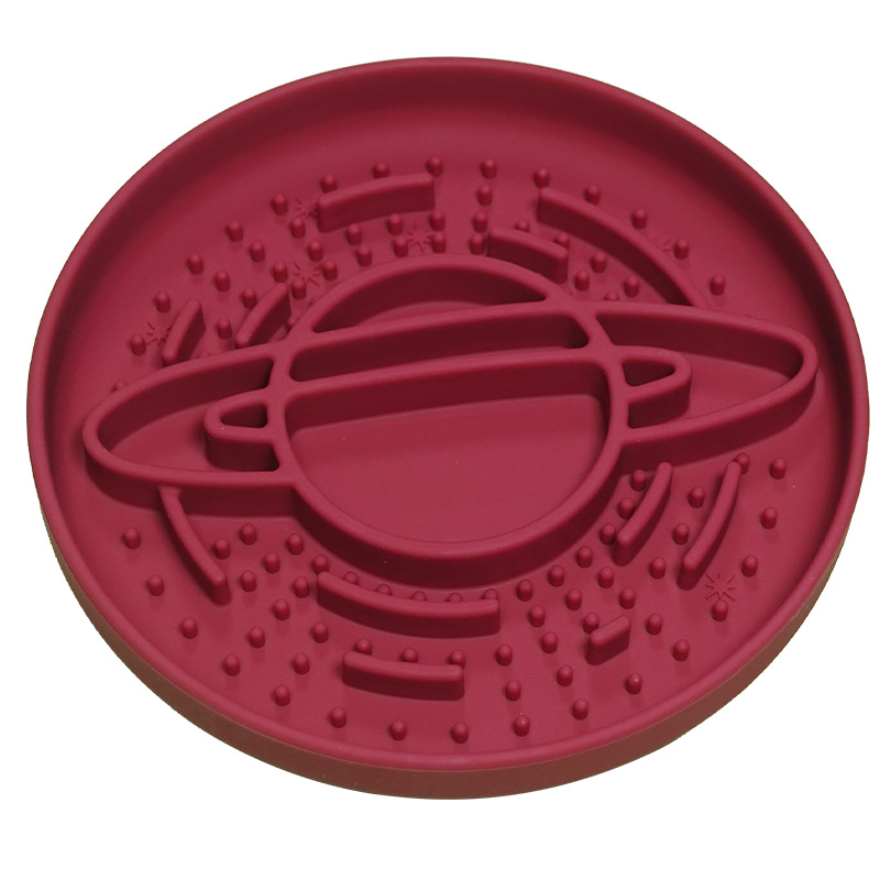 V888-ELOSUNG27690-202505151616-00 Red Silicone Planet Slow Feeder Dog Bowl - 2-in-1 Anti-Choke Lick Mat for Healthy Eating & Fun - Image 1