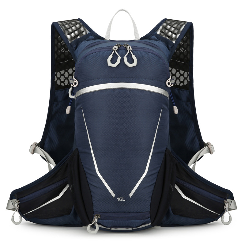 V888-ELOSUNG27731-202505191146-00 Dark Blue Lightweight 16L Outdoor Cycling & Hiking Backpack - Water-Repellent Nylon Daypack with Reflective Strips - Image 1