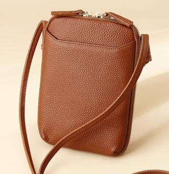 V888-ELOSUNG27831-202505191331-00 Brown Premium Leather Mini Crossbody Phone Bag - Stylish Multi-Pocket Organizer for Women - Image 1