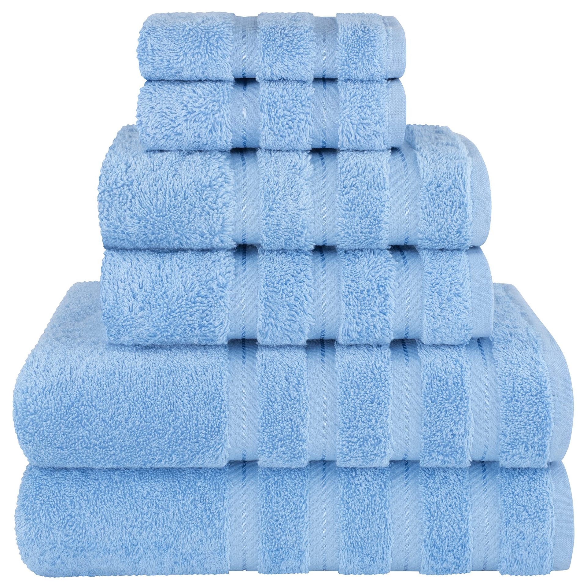 V888-ELOSUNG27904-202505231140-00 Light Blue Luxury 6-Piece Combed Cotton Towel Bale Set - Ultra Soft & Absorbent Bath, Hand, Face Towels - Image 1