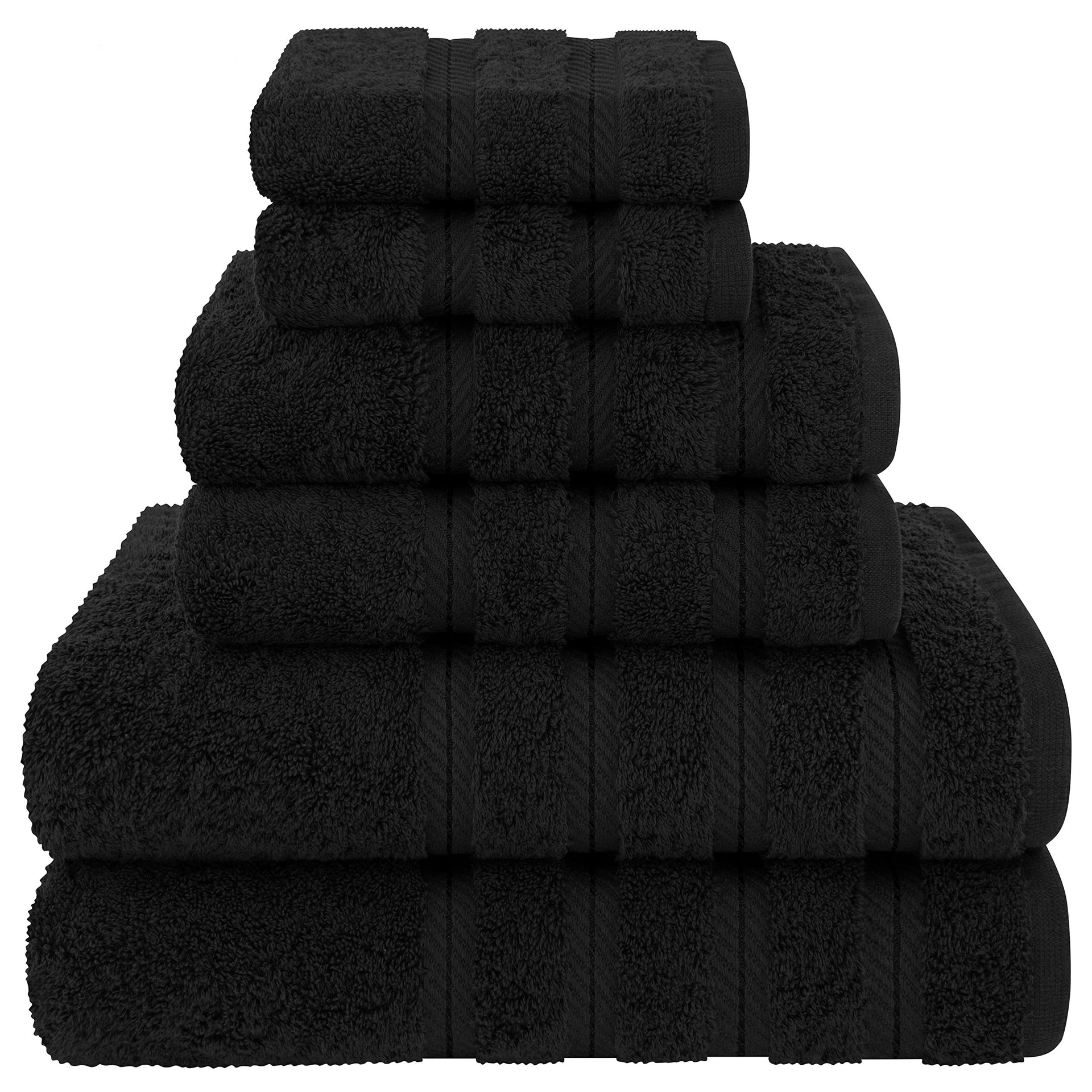 V888-ELOSUNG27922-202505231232-00 Black Luxury 6-Piece Combed Cotton Towel Bale Set - Ultra Soft & Absorbent Bath, Hand, Face Towels - Image 1