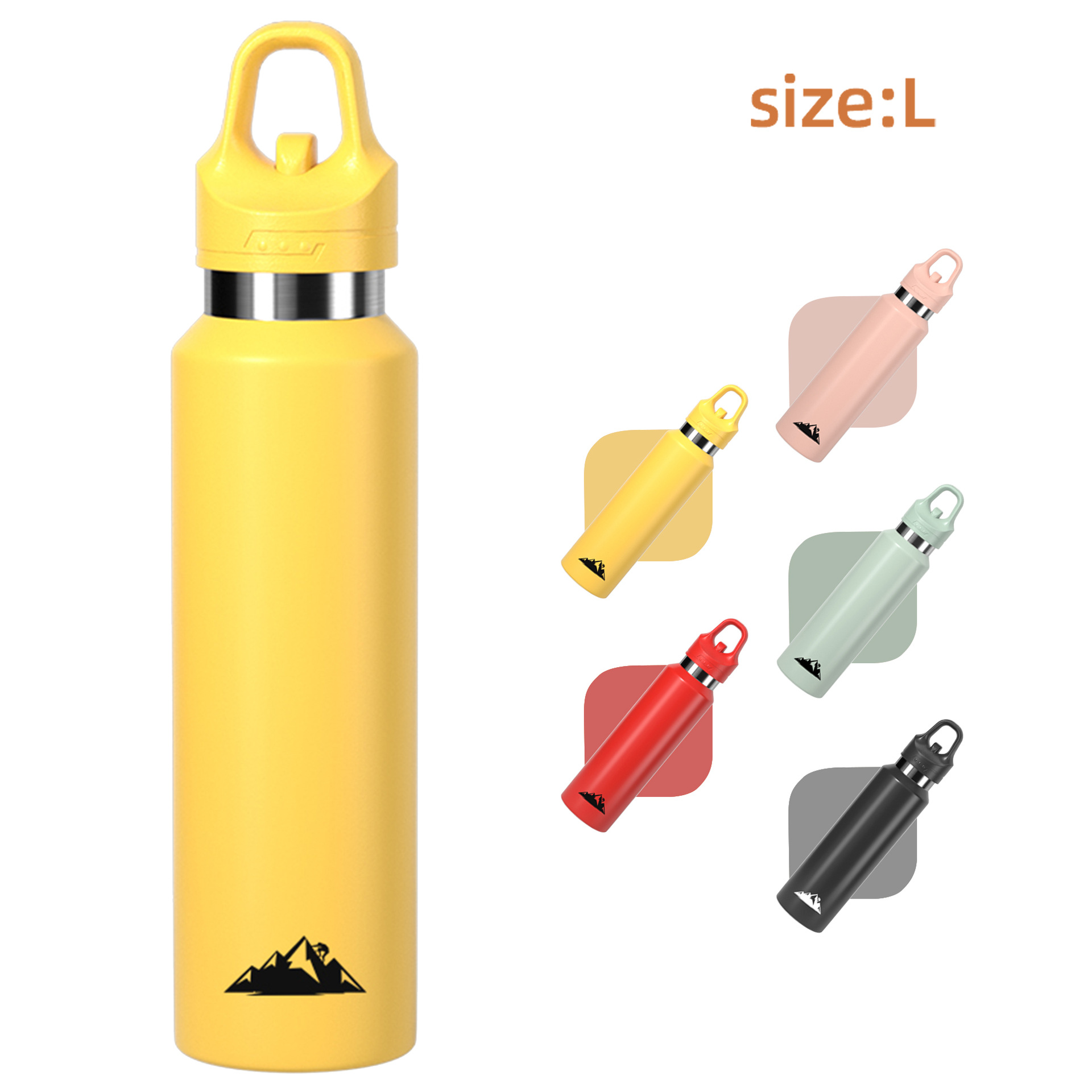 V888-ELOSUNG27929-202505231245-00 Yellow 480ml Insulated Stainless Steel Water Bottle - Leakproof One-Click Lid Thermal Flask for Hot & Cold Drinks - Image 1
