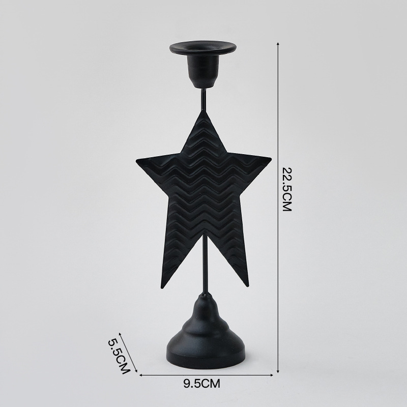 V888-ELOSUNG27982-202505231205-00 Black Elegant Star Metal Candlestick Holder - Decorative Taper Candle Stand for Home, Tabletop & Special Occasions - Image 1