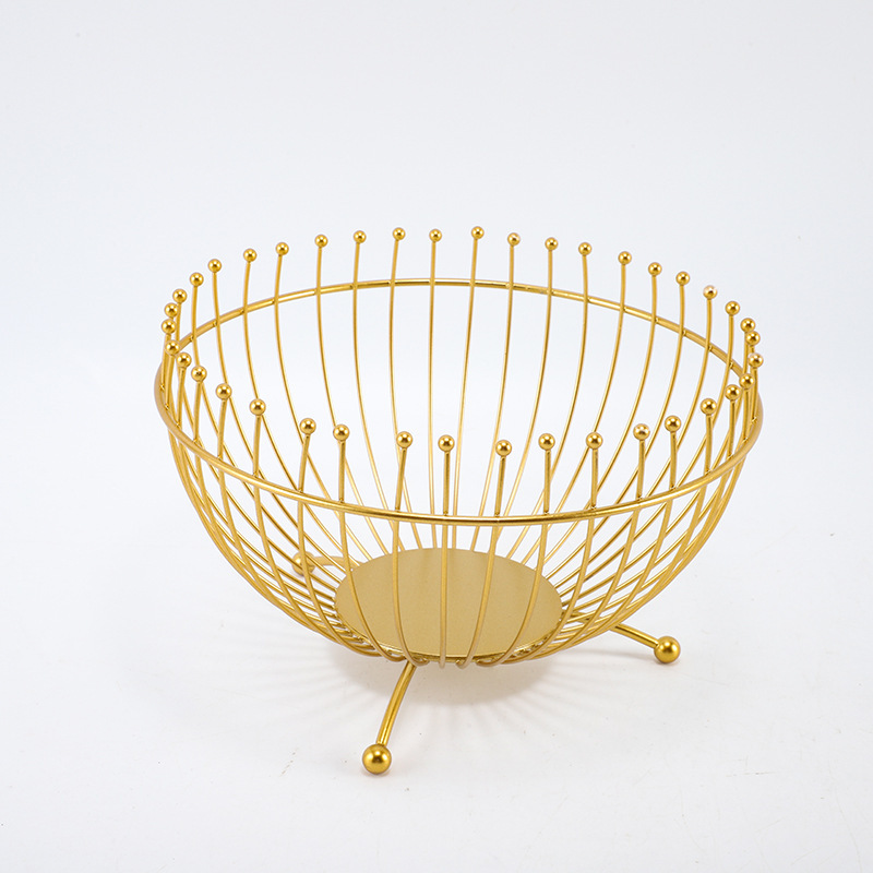 V888-ELOSUNG28030-202504281512-00 Small Feet Gold Modern Metal Wire Fruit Basket Bowl - Countertop Storage for Fruit & Snacks - Image 1