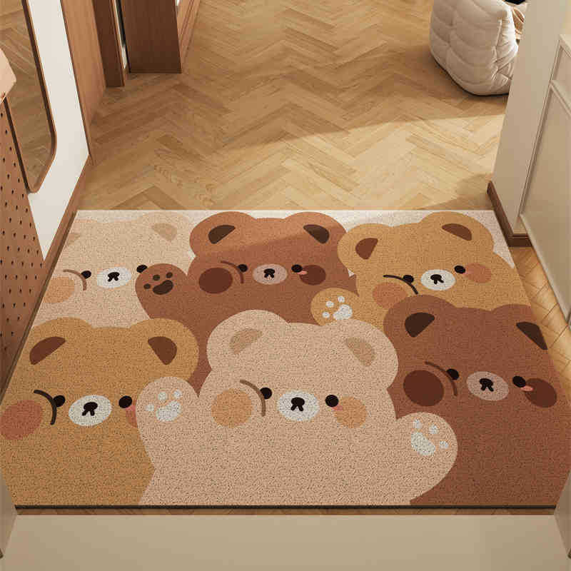 V888-ELOSUNG28033-202504281517-00 Jumbo Bear Set of 2 Cartoon PVC Coil Entrance Mats - Non-Slip Dirt Trapping Door Mats (50x80cm) - Image 1