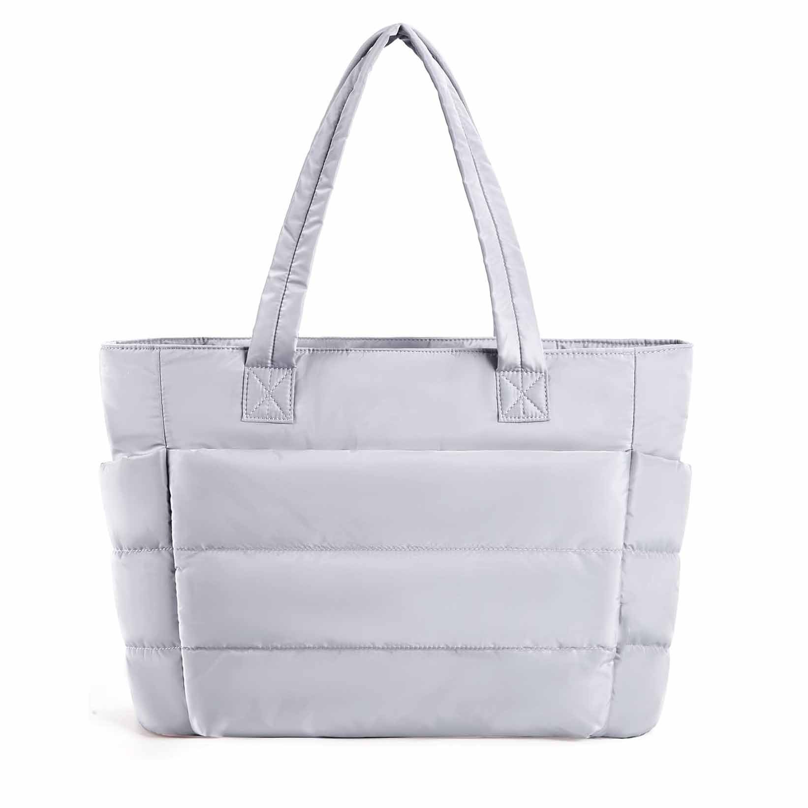V888-ELOSUNG28154-202504281447-00 Light Grey Large Capacity Nylon Tote Bag for Women - Fashionable Travel Shoulder & Crossbody Handbag - Image 1