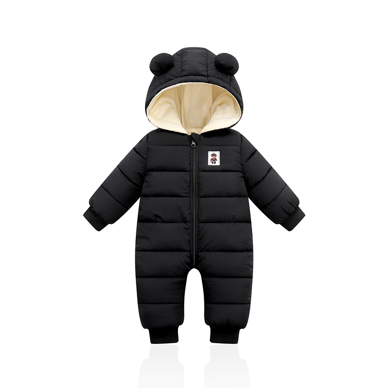 V888-ELOSUNG28209-202504291546-00 Suitable For Height 66cm Black Baby & Toddler Hooded Padded Snowsuit - Fleece Lined Winter Romper Outerwear - Image 1