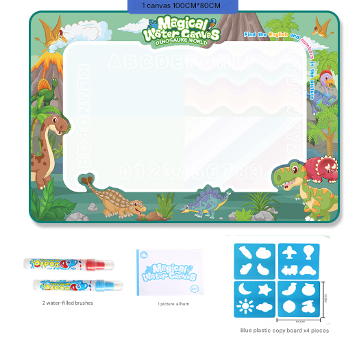 V888-ELOSUNG28218-202504291553-00 Dinosaur Land Giant Aqua Magic Doodle Mat 100x80cm - Mess-Free Reusable Water Drawing Pad for Creative Kids - Image 1
