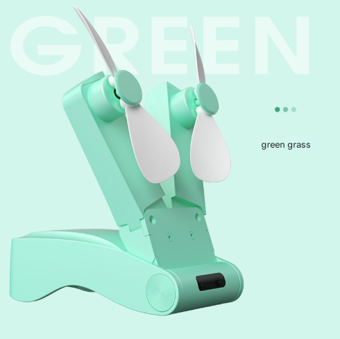 V888-ELOSUNG28264-202505061347-00 Pink Creative Dual-Head Folding Handheld Fan - USB Rechargeable, 3-Speed Strong Wind, 10.5x4.5x4cm - Image 1