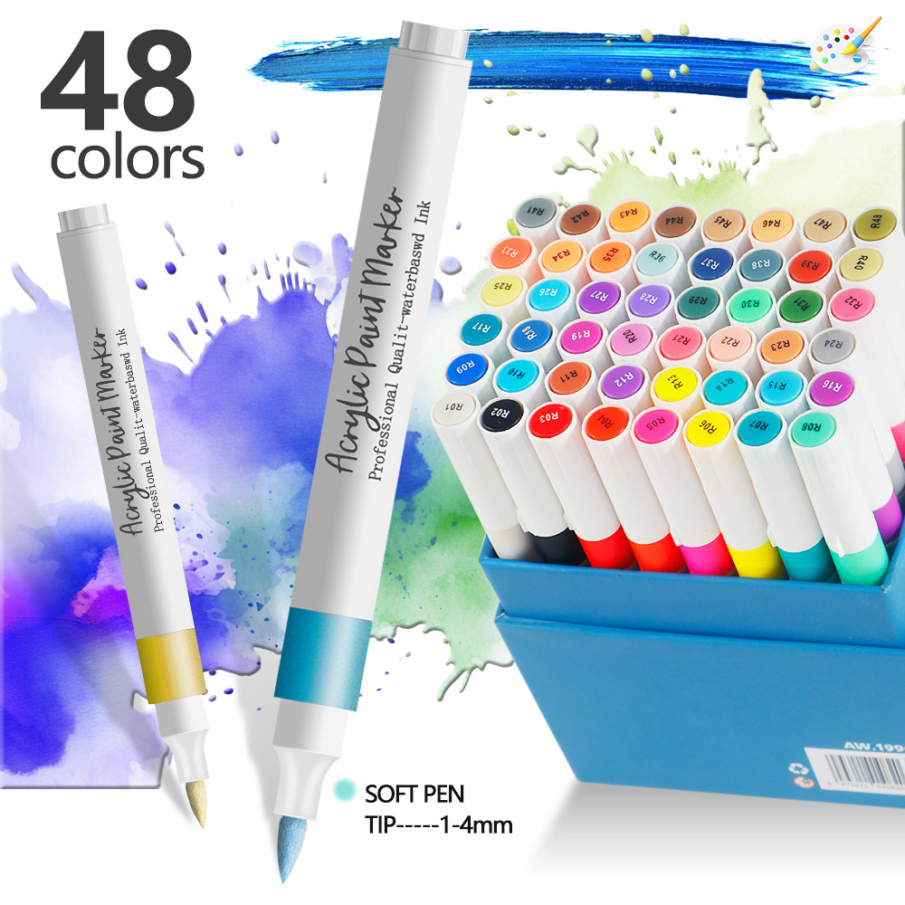 V888-ELOSUNG28289-202505071448-00 48 Color Acrylic Marker Pens for Kids - Washable Drawing and Doodling Set for Creative Art - Image 1