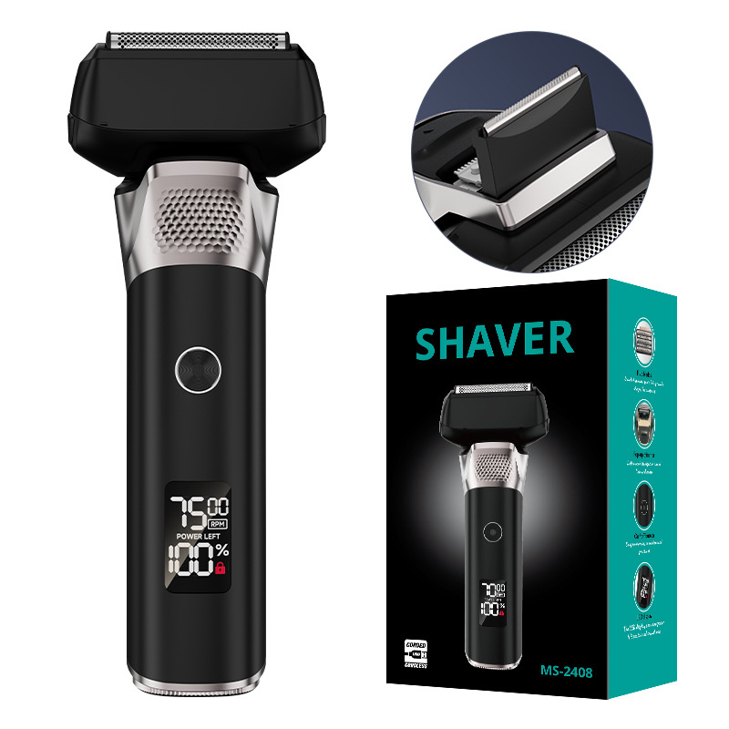 V888-ELOSUNG28301-202505071506-00 Black Reciprocating 5-Blade Beard Trimmer - Waterproof Electric Razor for Full-Body Use - Image 1