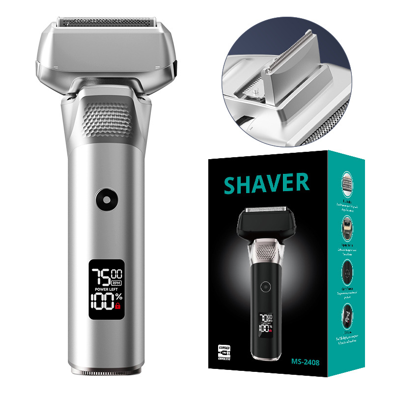 V888-ELOSUNG28302-202505071501-00 Silver Reciprocating 5-Blade Beard Trimmer - Waterproof Electric Razor for Full-Body Use - Image 1