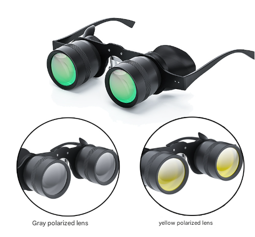 V888-ELOSUNG28354-202505081801-00 10x Telescope + Red Polarised + Grey Polarised Lens 10x HD Fishing Binocular Glasses - Polarized Zoom for Float Watching - Image 1