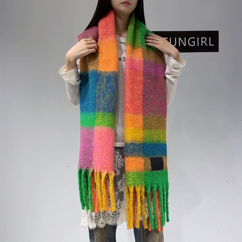 V888-ELOSUNG28398-202505131718-00 Multicolor Classic Plaid Faux Cashmere Winter Scarf - Warm and Stylish 50 x 180 cm Design - Image 1