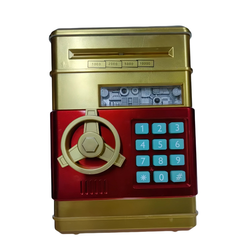 V888-ELOSUNG28506-202505131825-00 Gold Children's Mini Safe Piggy Bank with Fingerprint and Password Lock - Image 1