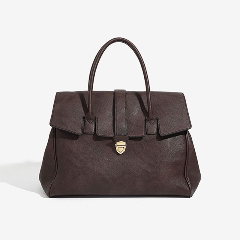 V888-ELOSUNG28569-202505151721-00 Coffee Brown Spacious Women's PU Leather Tote Bag with Laptop Compartment - Image 1