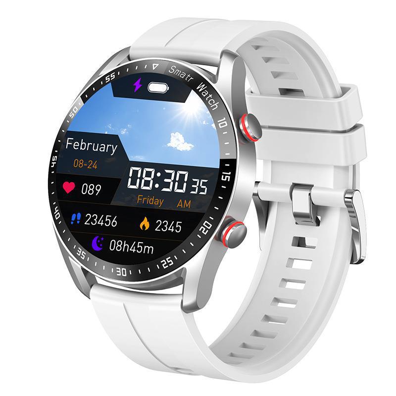 V888-ELOSUNG28589-202505151732-00 Silver Silicone Business Smartwatch with ECG and PPG Monitoring - Image 1