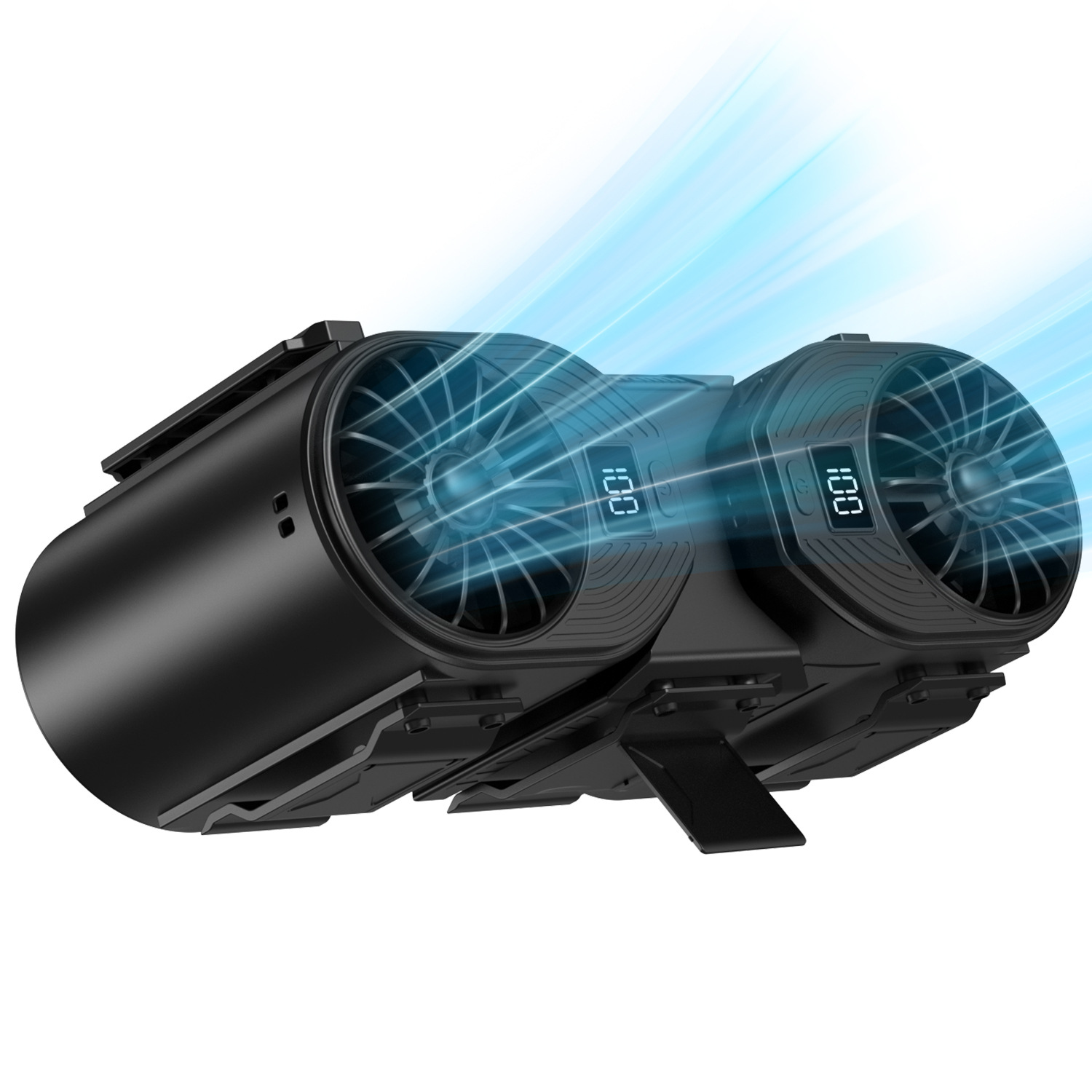 V888-ELOSUNG28618-202505151631-00 Black Portable Turbo Waist Fan with Digital Display and Dual Air Outlets - Image 1